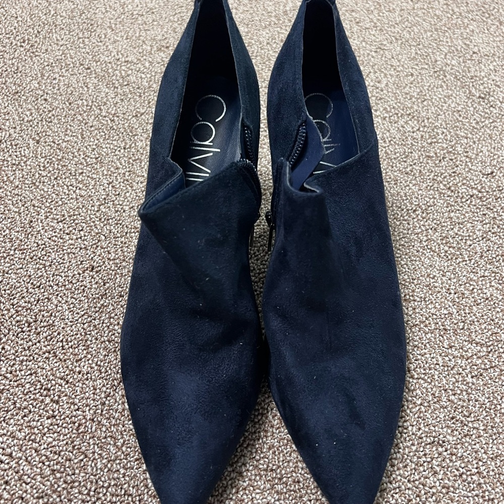 Calvin Klein Blue Ankle Booties with Suede Finish